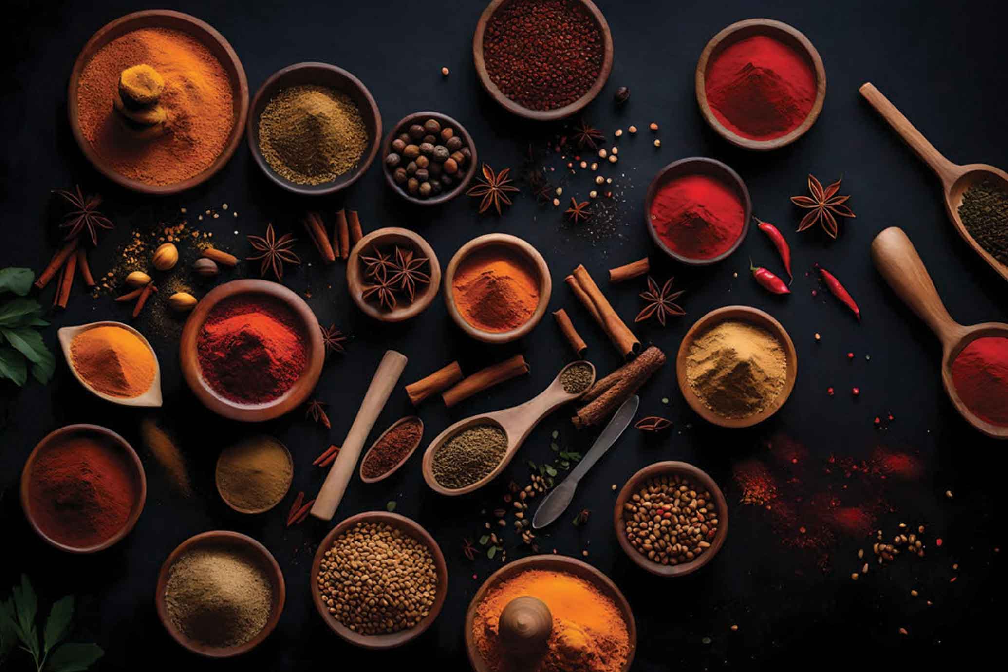 Vibrant spices and masalas